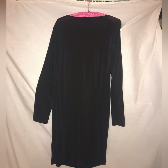 Daisy Fuentes Black Rushed Front Body Con long Sleeve Midi Dress Dress Size XL. - Picture 2 of 5